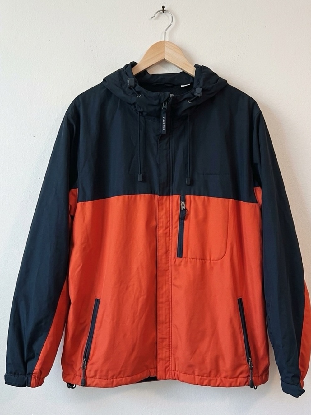 Old Navy Vintage 2X Fleece-Lined Pullover Windbreaker Jacket Anorak Orange Black